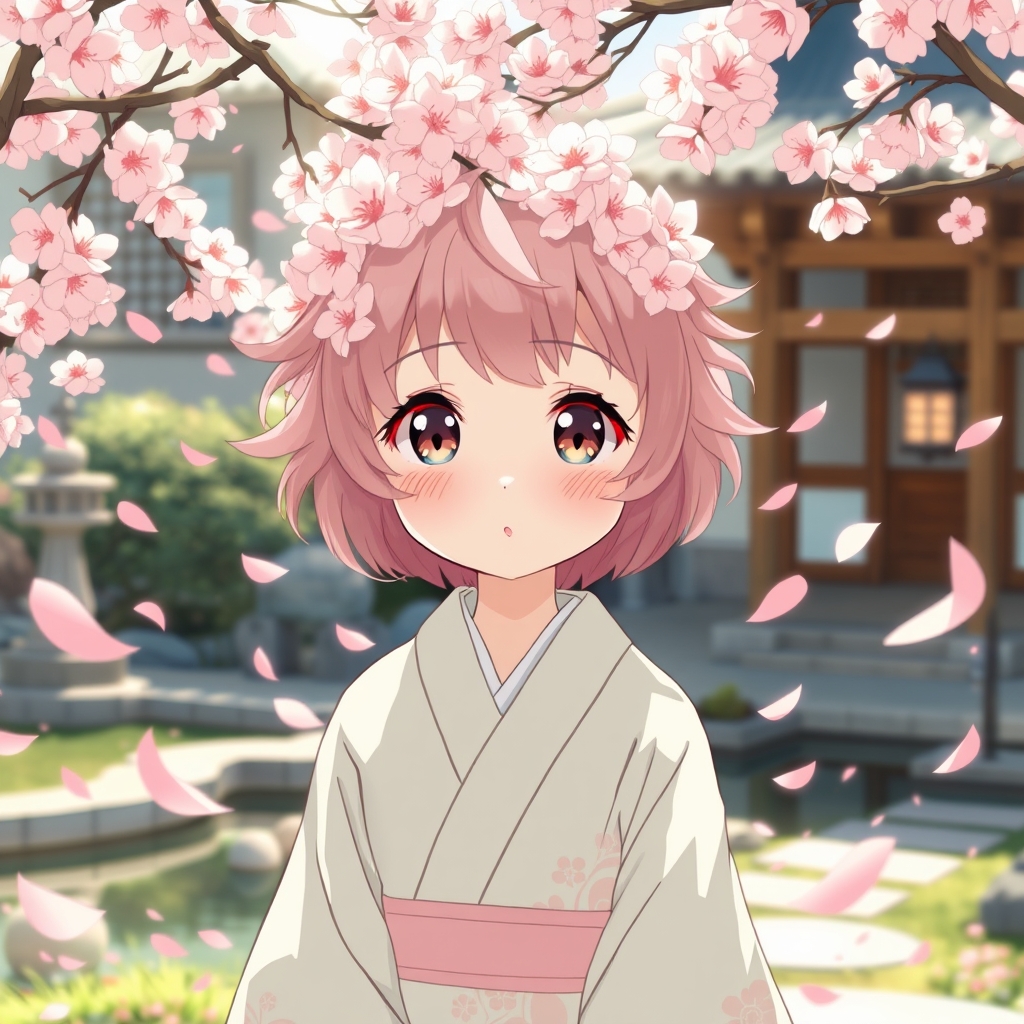 دختر در میان شکوفه ها ساخته ی خودم 💜😍🎀💫🌷