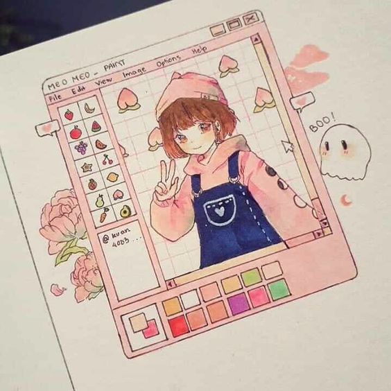 نقاشی کیوت انیمه ای🇰🇷🌸