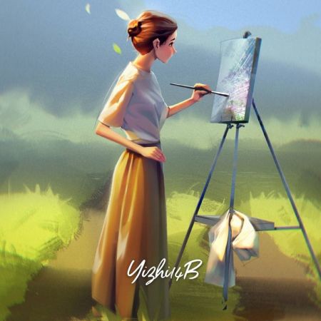 عکس دختر کیوت در حال نقاشی