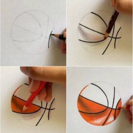 نقاشی مرحله به مرحله توپ بسکتبال