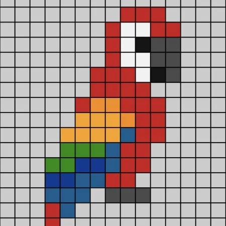نقاشی پیکسلی طوطی