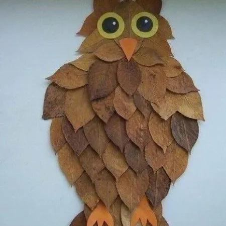 کاردستی جغد دانا با برگ