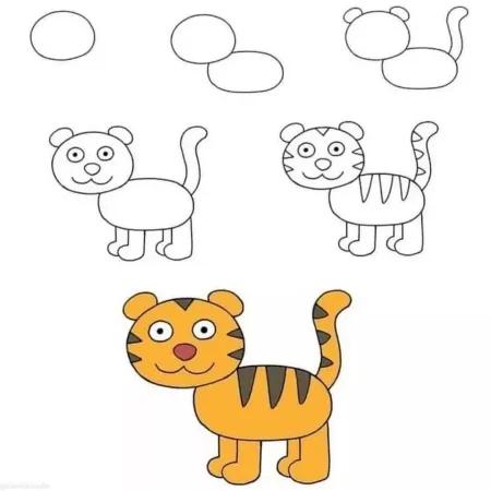 نقاشی مرحله‌ای ببر