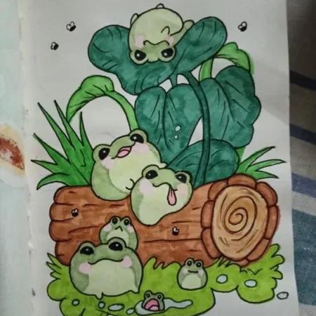 نقاشی قورباغه بامزه
