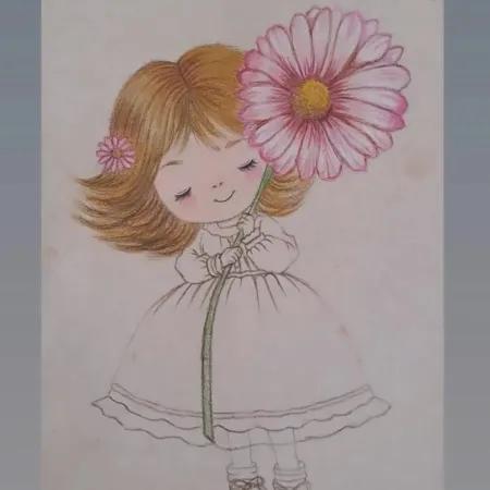 آموزش نقاشی فانتزی دختر و گل