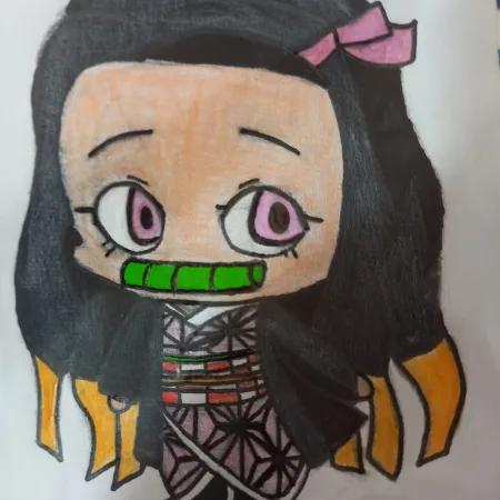 نقاشی نزوکو از انیمه شیطان کش