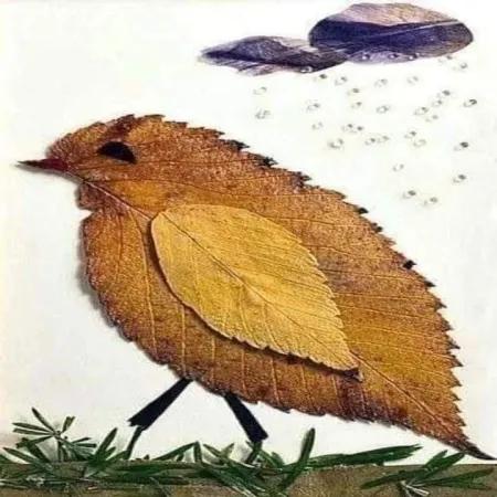 کاردستی جوجه با برگ