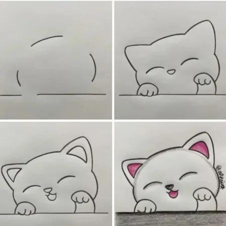 نقاشی گربه کیوت