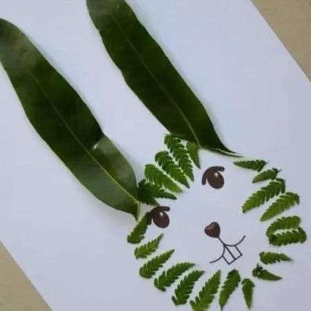 کاردستی خرگوش با برگ