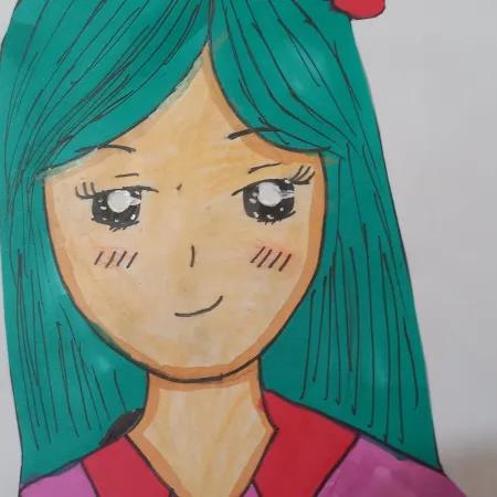 نقاشی دختر کیوت