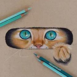 نقاشی هایپررئال چشم گربه