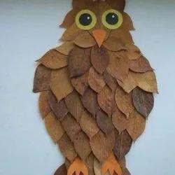 کاردستی جغد دانا با برگ
