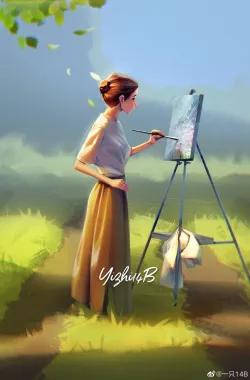 عکس دختر کیوت در حال نقاشی