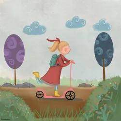 نقاشی دختر در  طبیعت