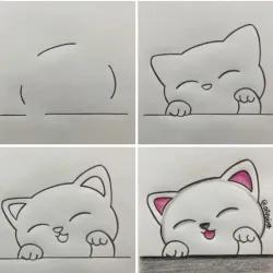 نقاشی گربه کیوت